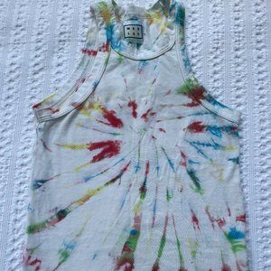 Bandier WESLEY Rivington Weekend Tank WHITE tie dye